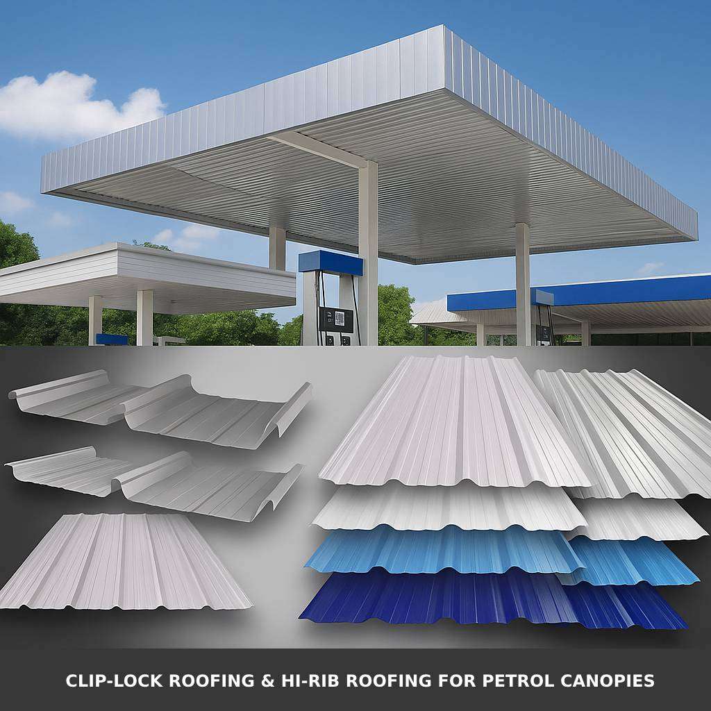 CLIP-LOCK ROOFING & HI-RIB ROOFING FOR PETROL CANOPIES